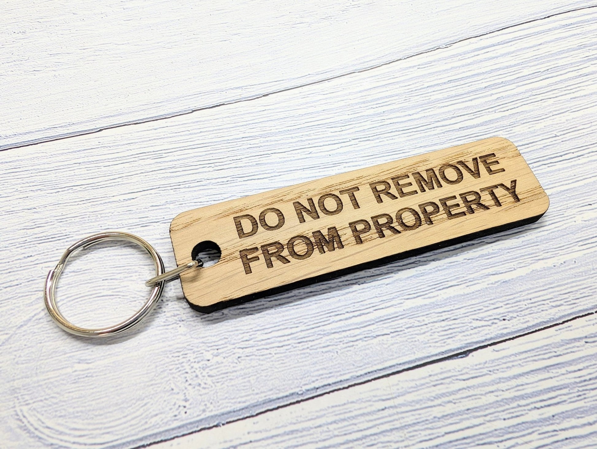 Wooden Keyring "Do Not Remove From Property" - Ideal for Airbnb, Home Rentals, Offices - CherryGroveCraft