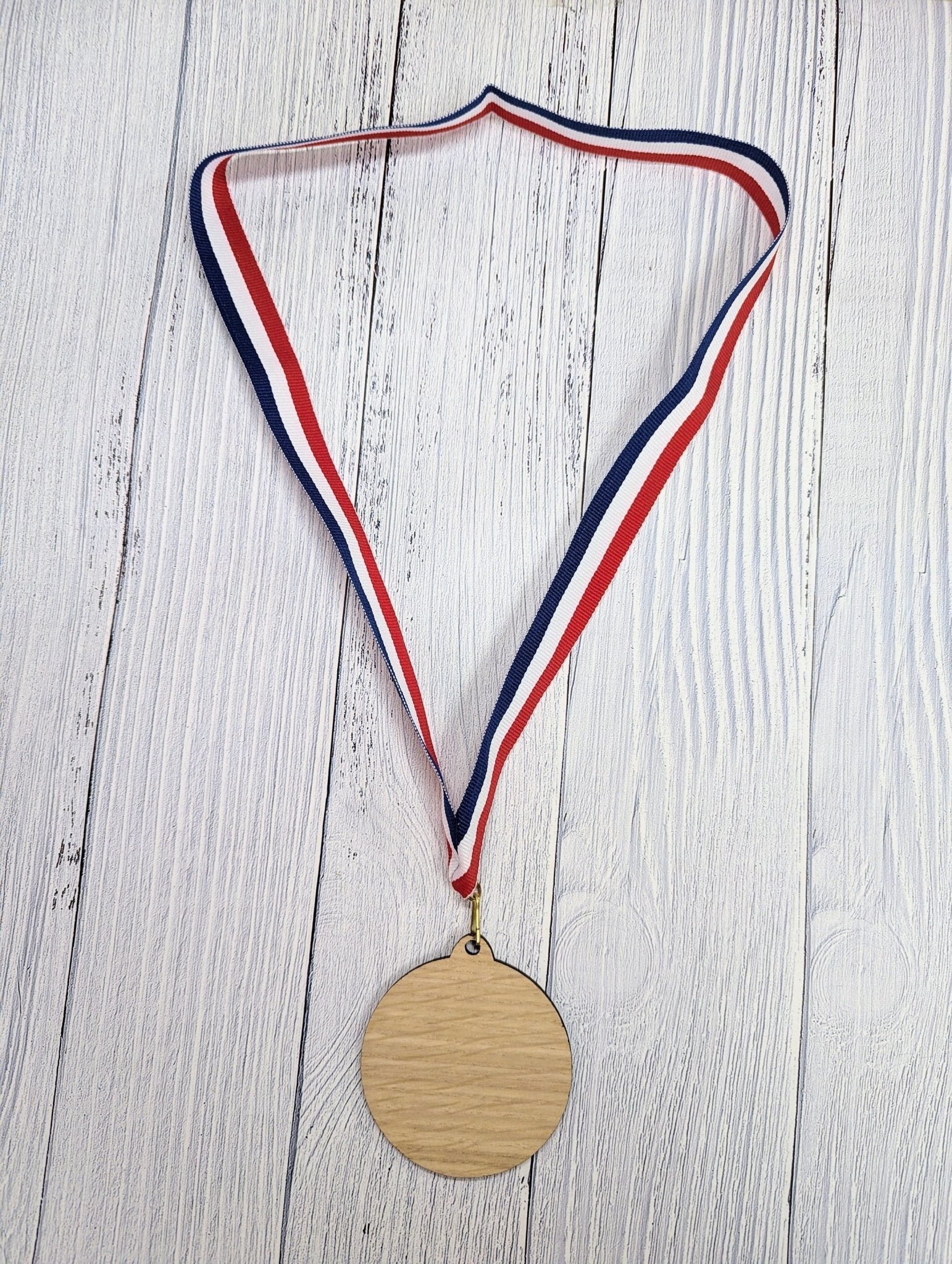 Wooden Medals for Customer Service Excellence: Personalised Recognition for Your Stellar Team with Tri - Coloured Ribbon - CherryGroveCraft