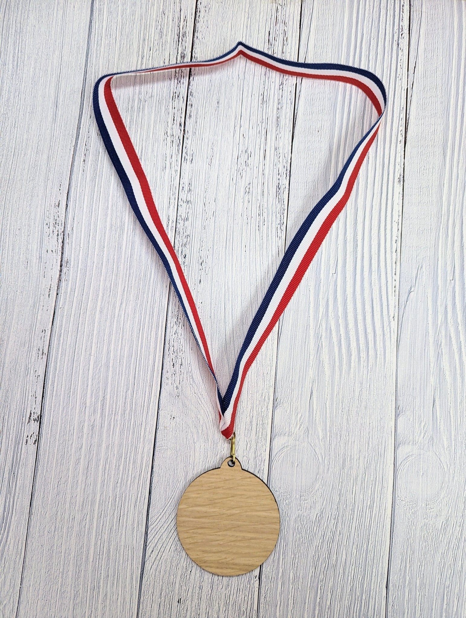 Wooden Medals for Customer Service Excellence: Personalised Recognition for Your Stellar Team with Tri - Coloured Ribbon - CherryGroveCraft