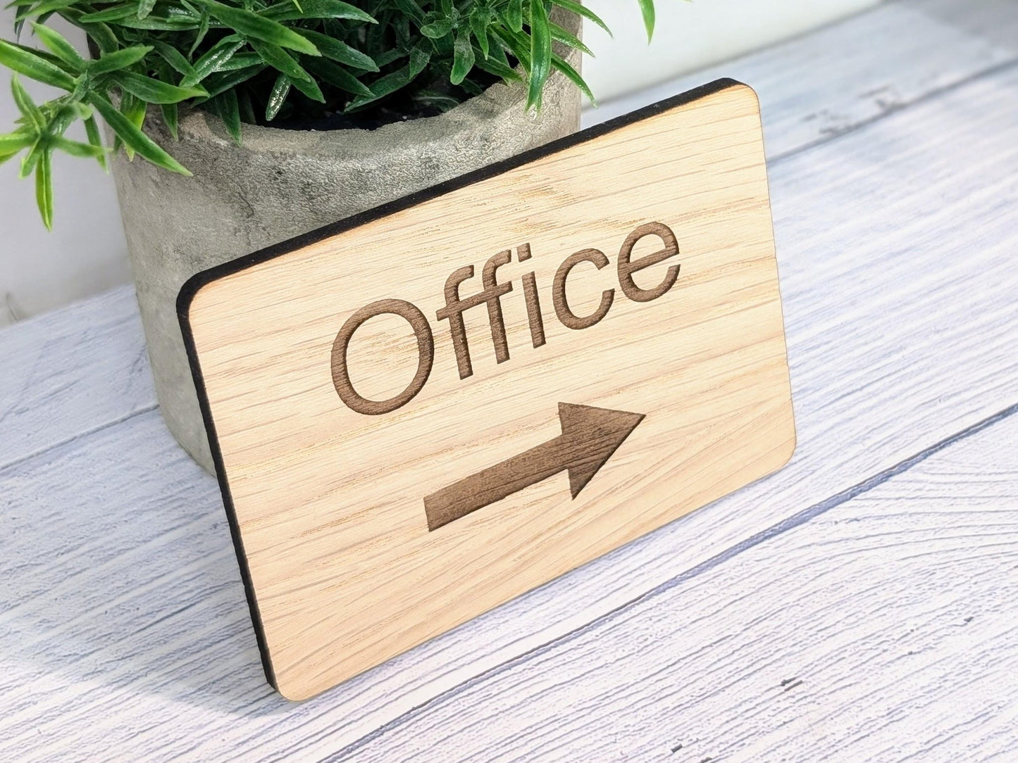 Wooden "Office" Sign with Optional Arrow | Engraved Oak | For Hotels & Businesses | 4 Sizes | Personalised Text Available - CherryGroveCraft