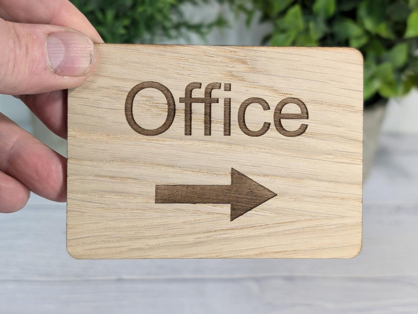 Wooden "Office" Sign with Optional Arrow | Engraved Oak | For Hotels & Businesses | 4 Sizes | Personalised Text Available - CherryGroveCraft