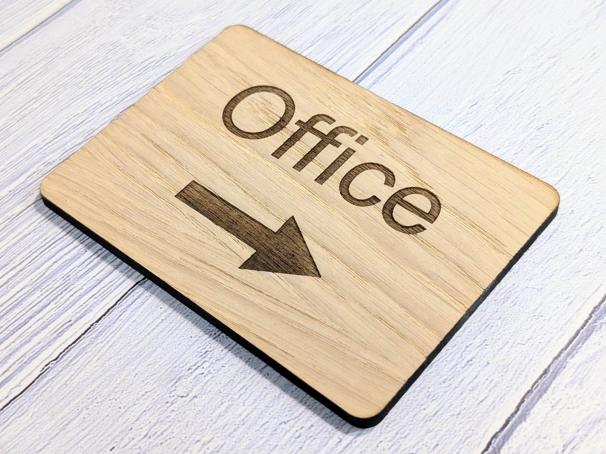 Wooden "Office" Sign with Optional Arrow | Engraved Oak | For Hotels & Businesses | 4 Sizes | Personalised Text Available - CherryGroveCraft