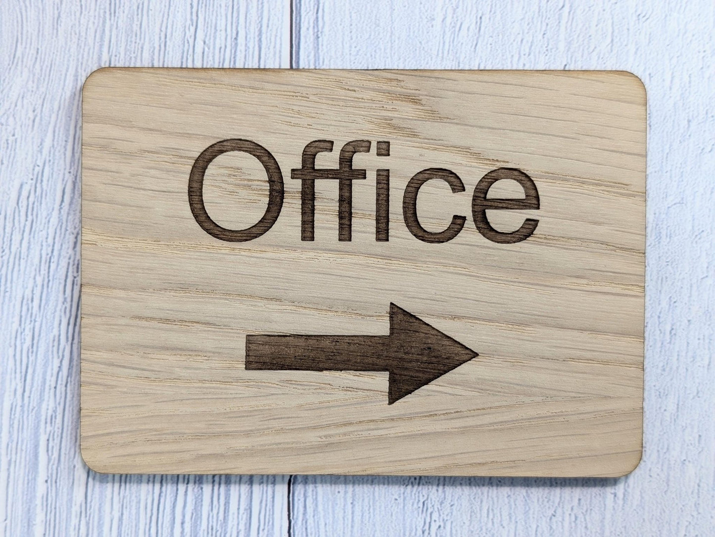 Wooden "Office" Sign with Optional Arrow | Engraved Oak | For Hotels & Businesses | 4 Sizes | Personalised Text Available - CherryGroveCraft