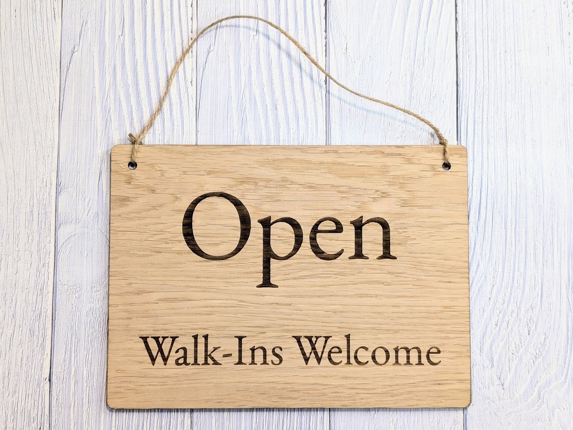 Wooden Open and Closed Sign for Business - Eco - friendly 2 Sided Oak Veneered MDF, Rustic String for Hanging, Retail Door Sign, Shop Signage - CherryGroveCraft