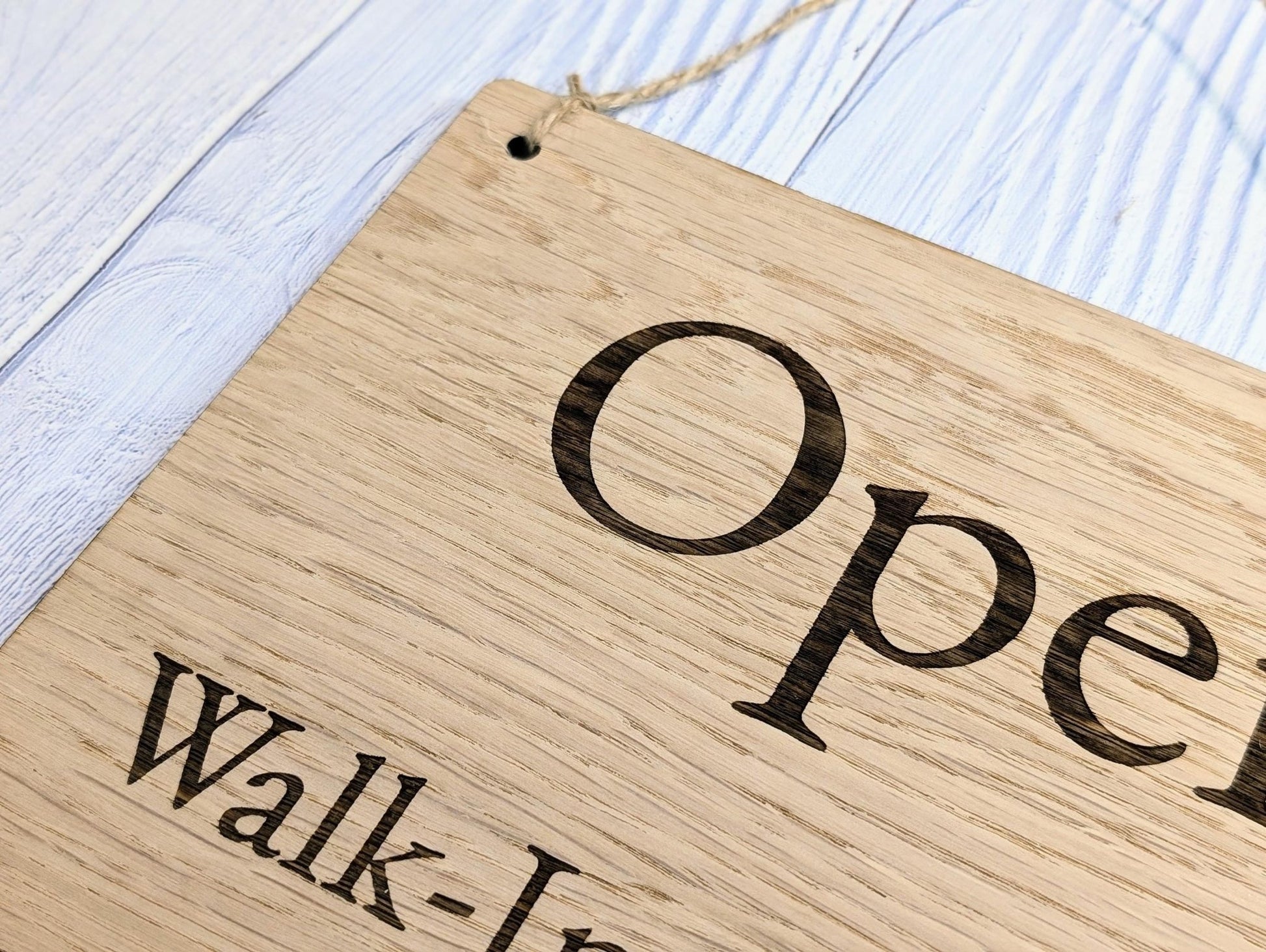 Wooden Open and Closed Sign for Business - Eco - friendly 2 Sided Oak Veneered MDF, Rustic String for Hanging, Retail Door Sign, Shop Signage - CherryGroveCraft