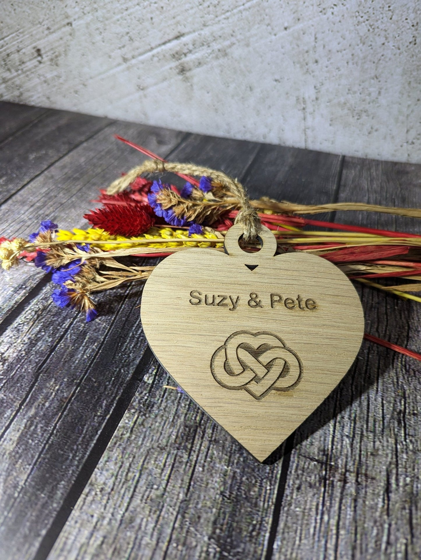 Wooden Personalised Valentine Gift, Heart Shaped Love Infinity Bauble, Romantic Gift, Oak - CherryGroveCraft