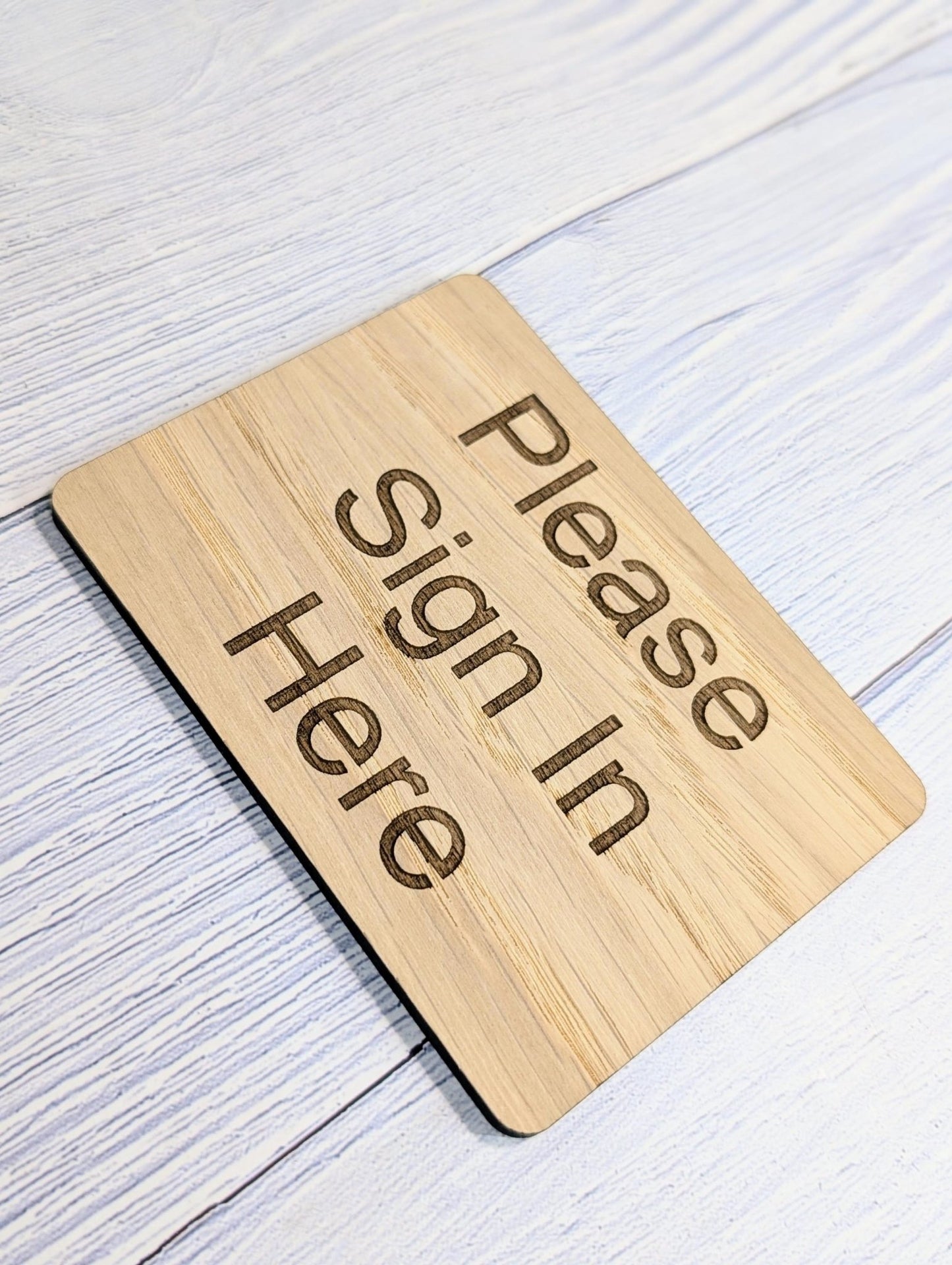 Wooden "Please Sign In Here" Guest Book Sign | Engraved Oak | For Hotels, B&Bs, Airbnbs | 4 Sizes | Wood Signing In Sign - CherryGroveCraft