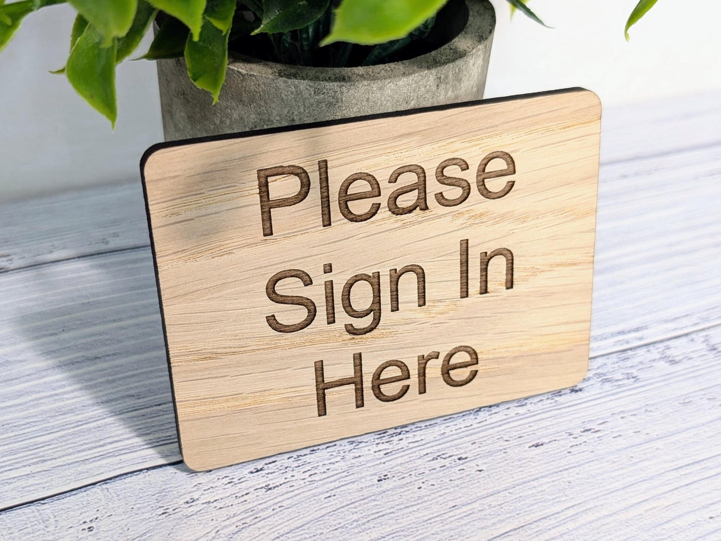 Wooden "Please Sign In Here" Guest Book Sign | Engraved Oak | For Hotels, B&Bs, Airbnbs | 4 Sizes | Wood Signing In Sign - CherryGroveCraft