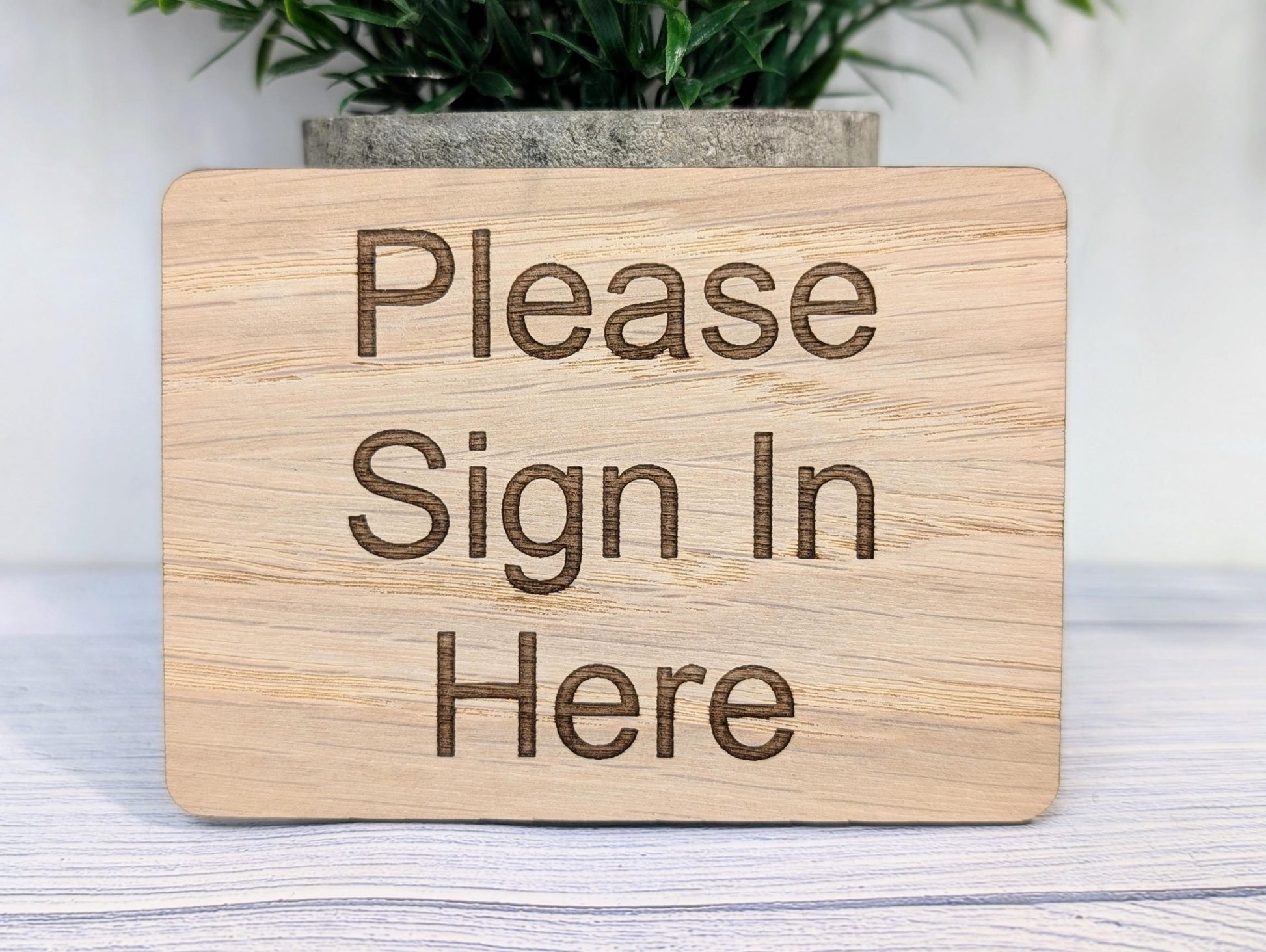 Wooden "Please Sign In Here" Guest Book Sign | Engraved Oak | For Hotels, B&Bs, Airbnbs | 4 Sizes | Wood Signing In Sign - CherryGroveCraft