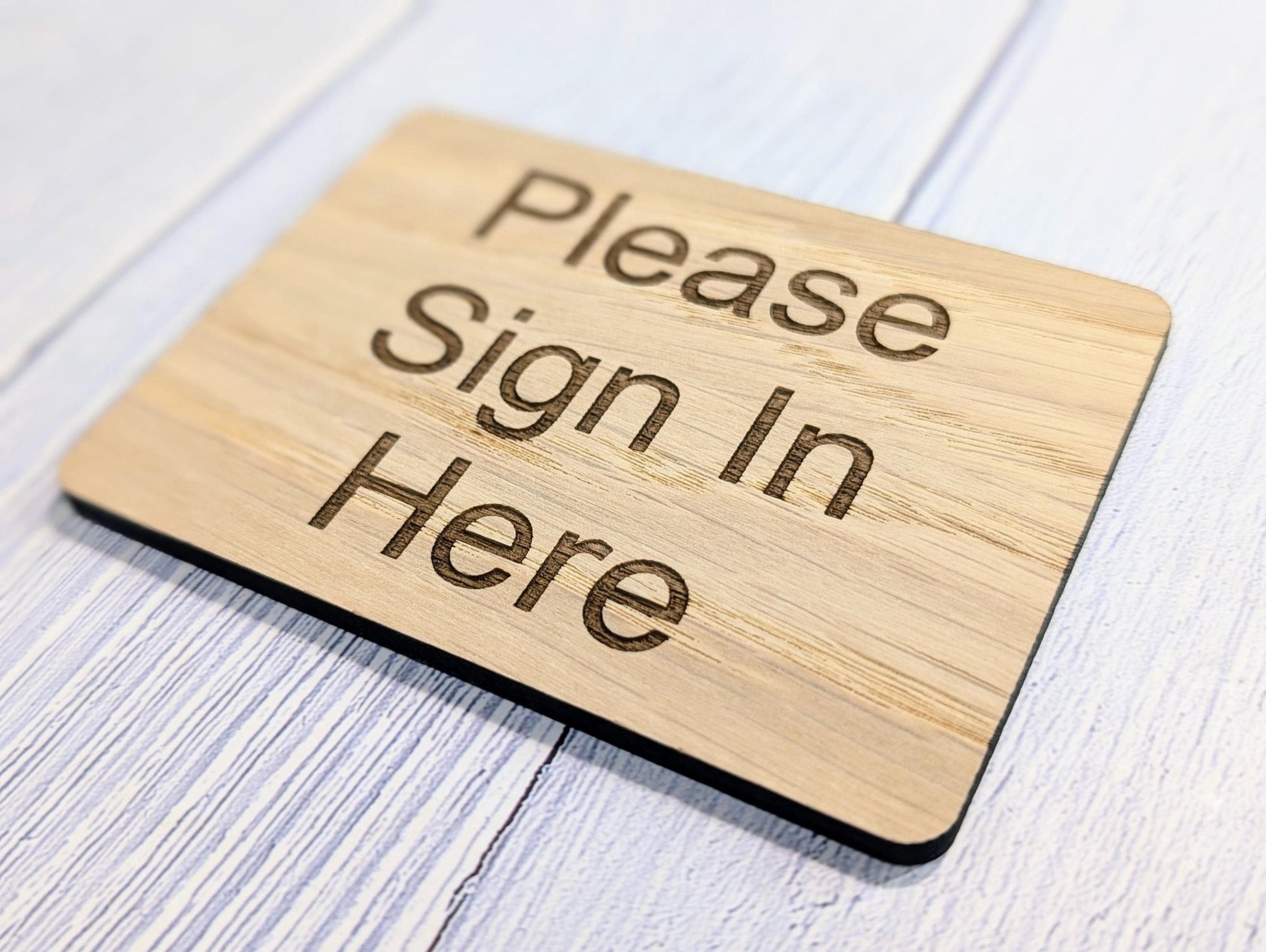 Wooden "Please Sign In Here" Guest Book Sign | Engraved Oak | For Hotels, B&Bs, Airbnbs | 4 Sizes | Wood Signing In Sign - CherryGroveCraft