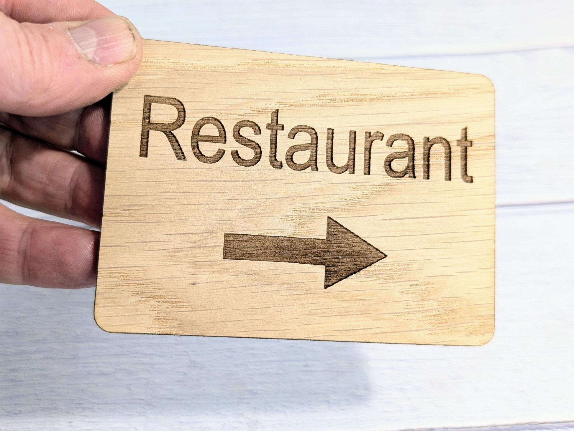 Wooden "Restaurant" Sign with Optional Arrow | Engraved Oak | For Pubs, Hotels, Hospitality | 4 Sizes | Personalised Text Option - CherryGroveCraft