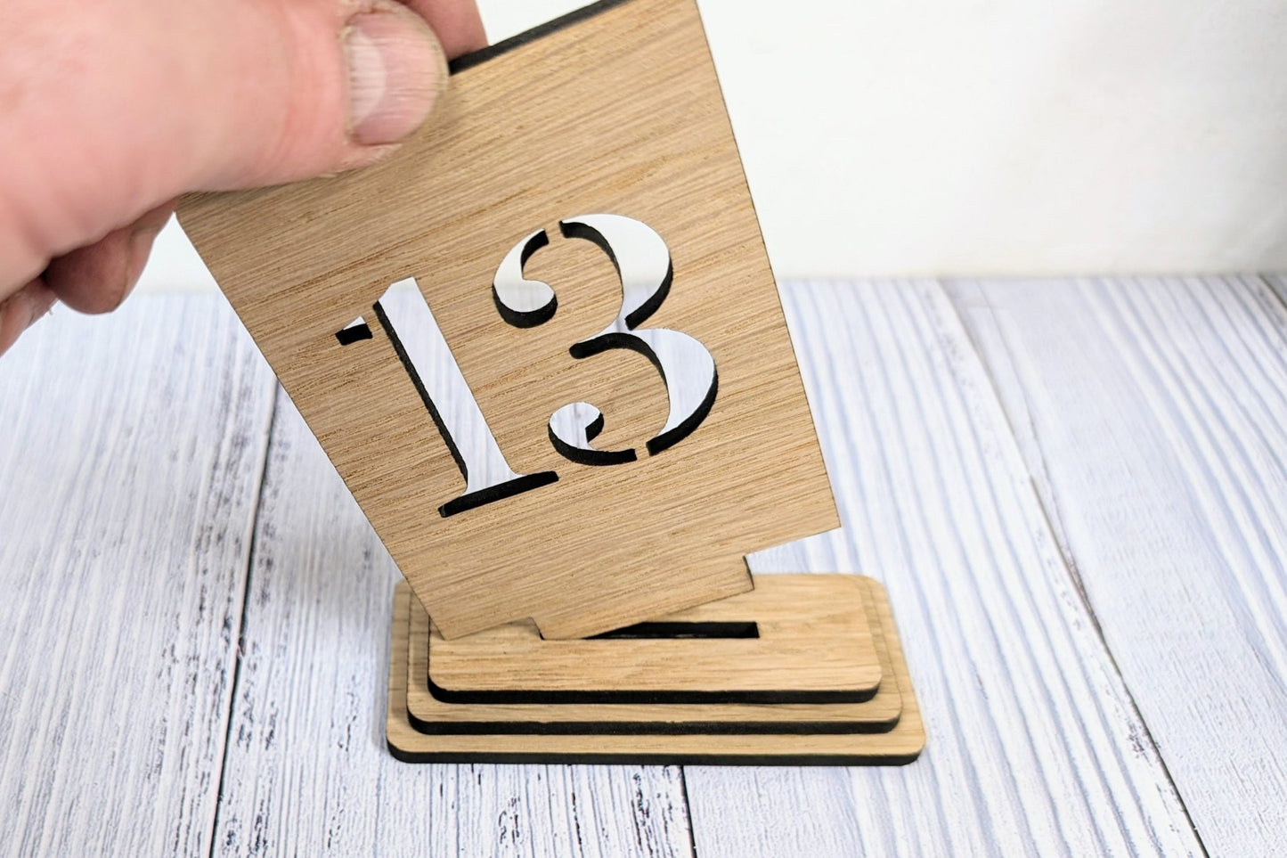 Wooden Table Number Signs, Freestanding, Single or Double-Sided, 2 Sizes - CherryGroveCraft