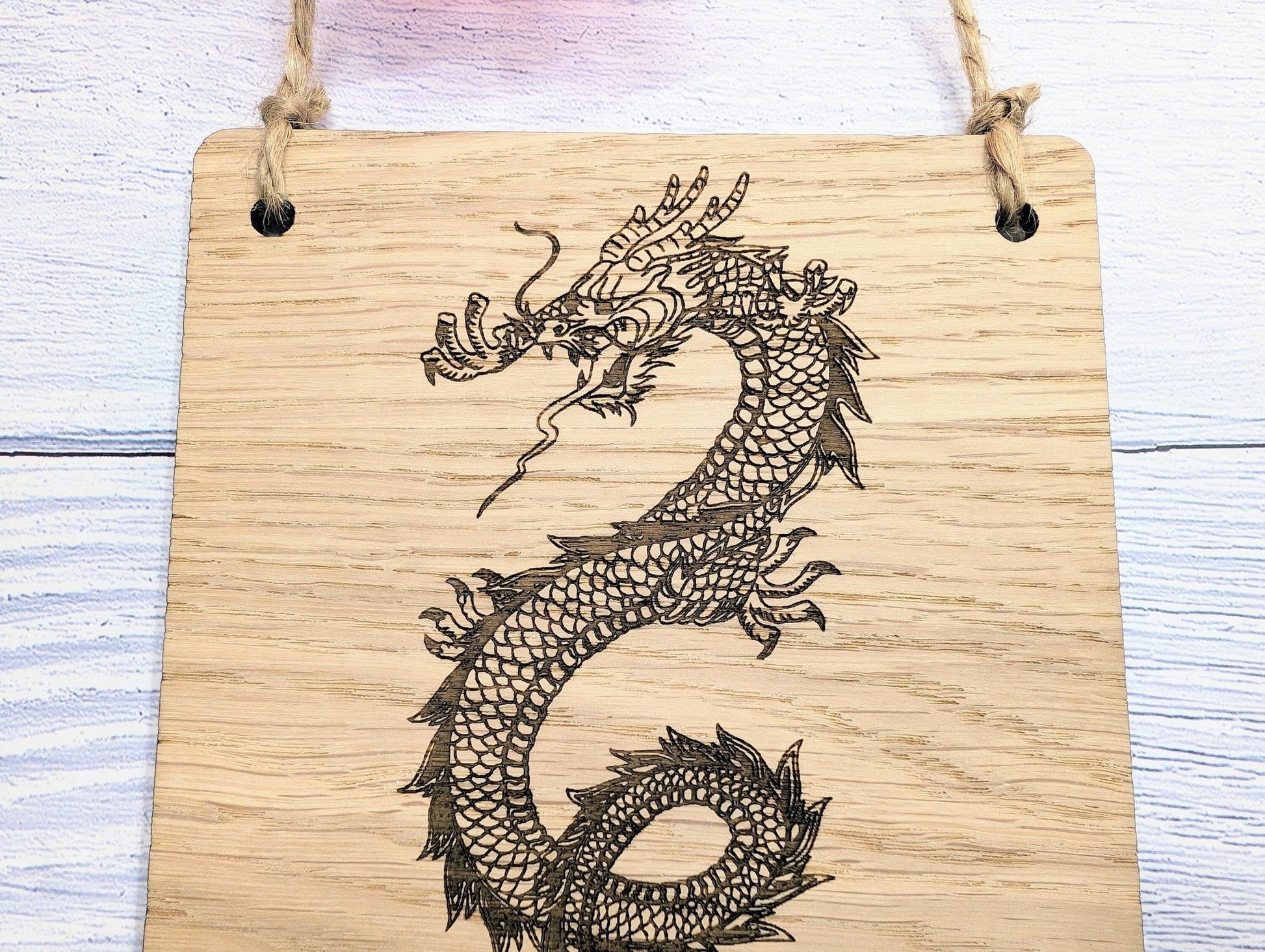 2024 Year of the Dragon Wooden Sign - Engraved Oak , 4 Sizes | Handmade, Perfect Birthday Gift | Dragon Design, Celebratory Home Decor - CherryGroveCraft