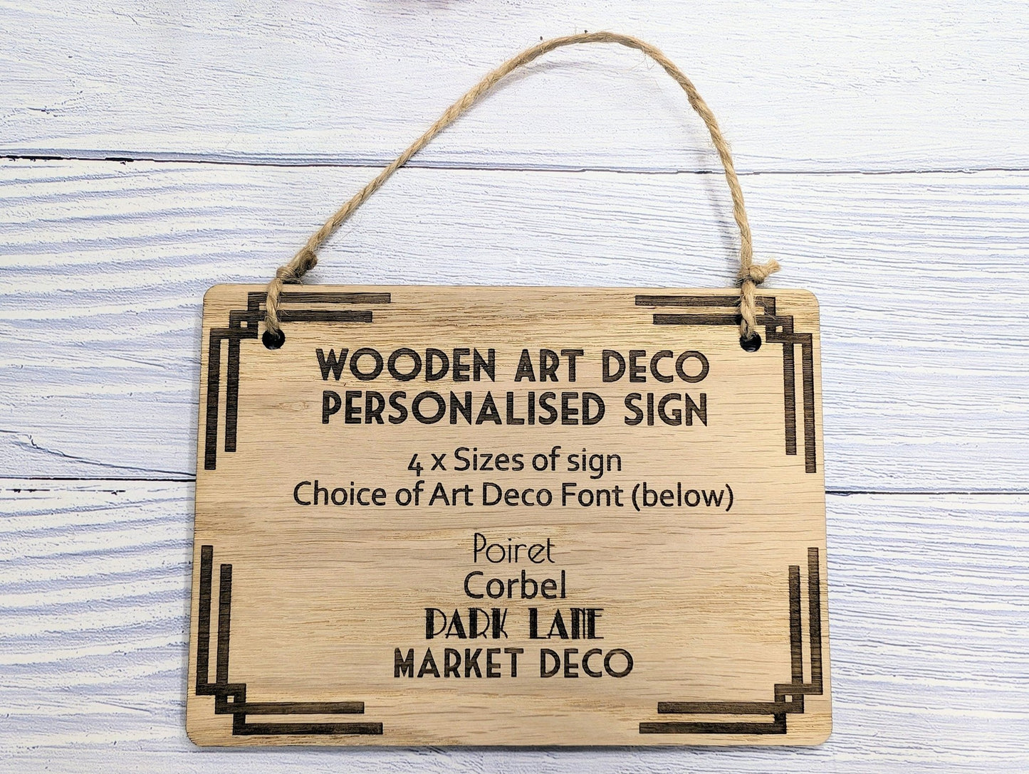 Art Deco Bespoke Text Wooden Sign – Select Your Font & Size | Eco-Friendly | Personalised Wall Decor - Ideal for Home, Office, or Business - CherryGroveCraft