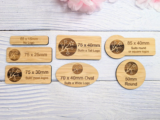 Bamboo Name Badges, Custom Bamboo Name Tags - Business & Retail, Eco-Friendly, Multiple Sizes/Attachments, Personalised for Cafes, Charities - CherryGroveCraft