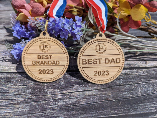Best Dad & Best Grandad Medals with Welsh Dragon - Meaningful Gifts, Birthday Gift, Father's Day Gift - CherryGroveCraft