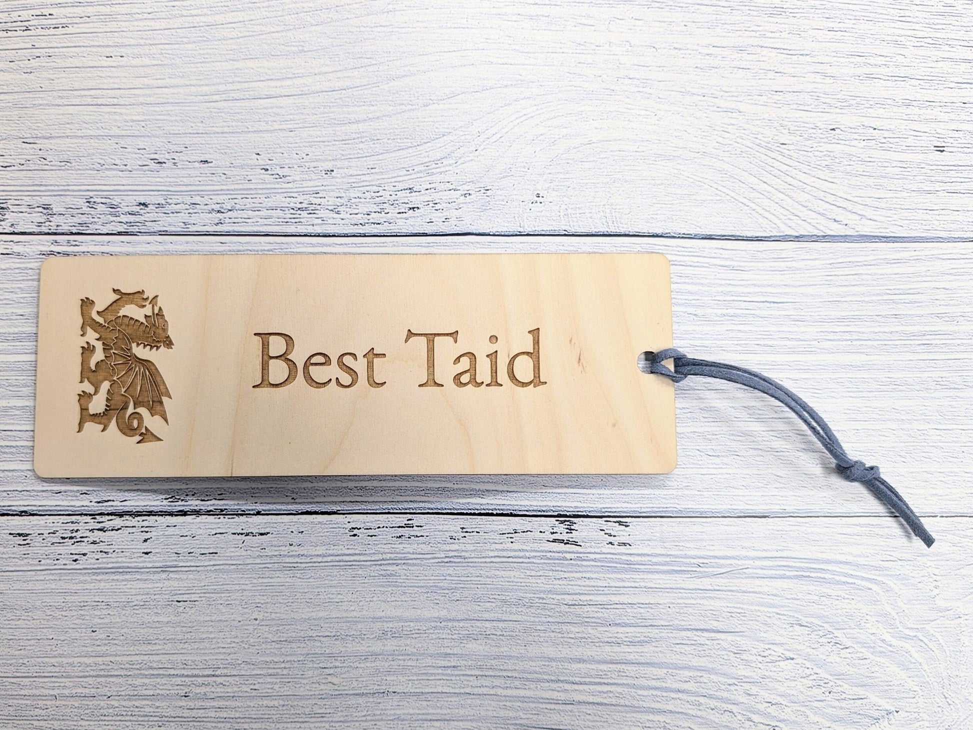 Best Taid - Welsh Dragon Engraved Wooden Bookmark - CherryGroveCraft