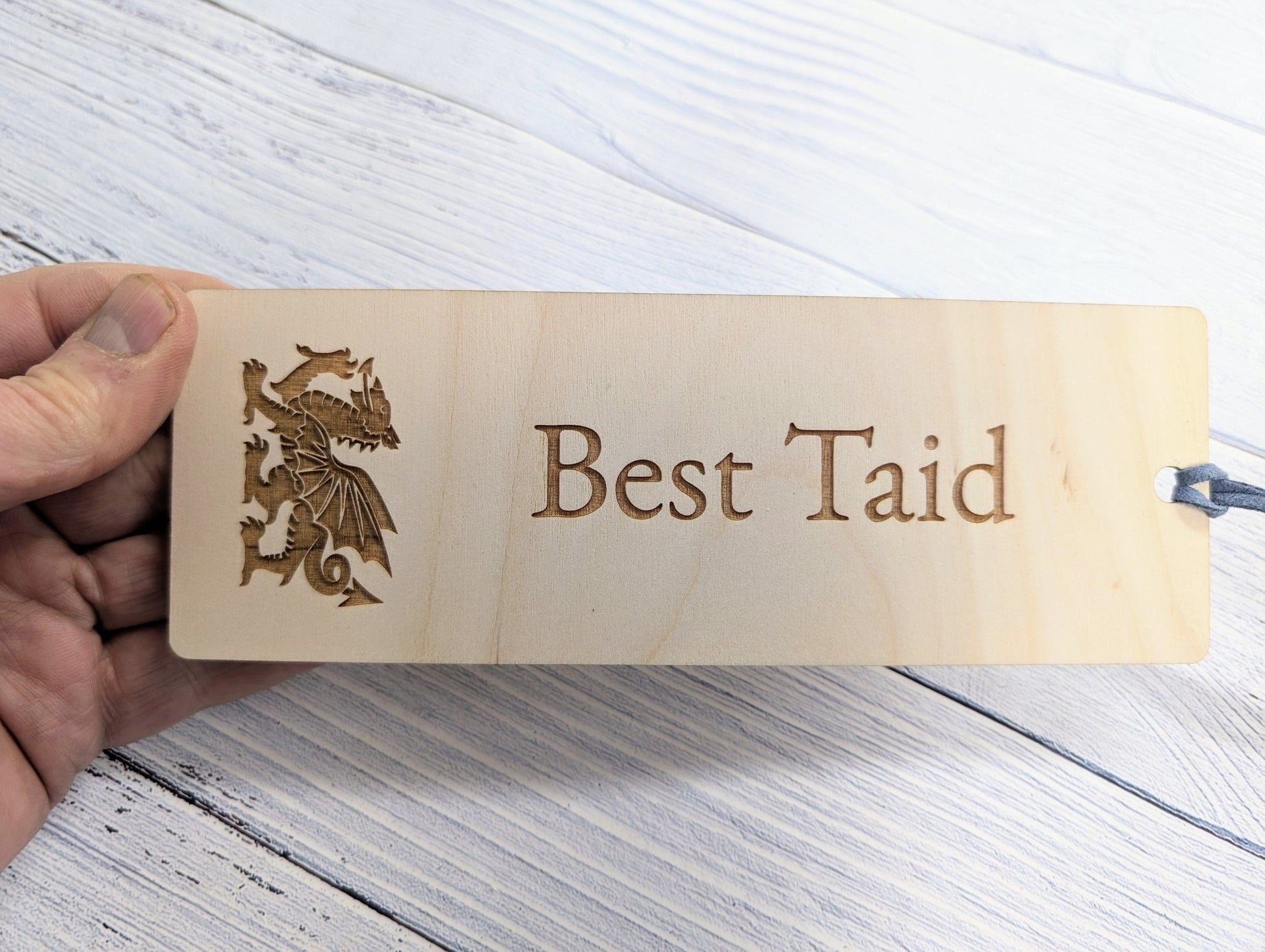 Best Taid - Welsh Dragon Engraved Wooden Bookmark - CherryGroveCraft