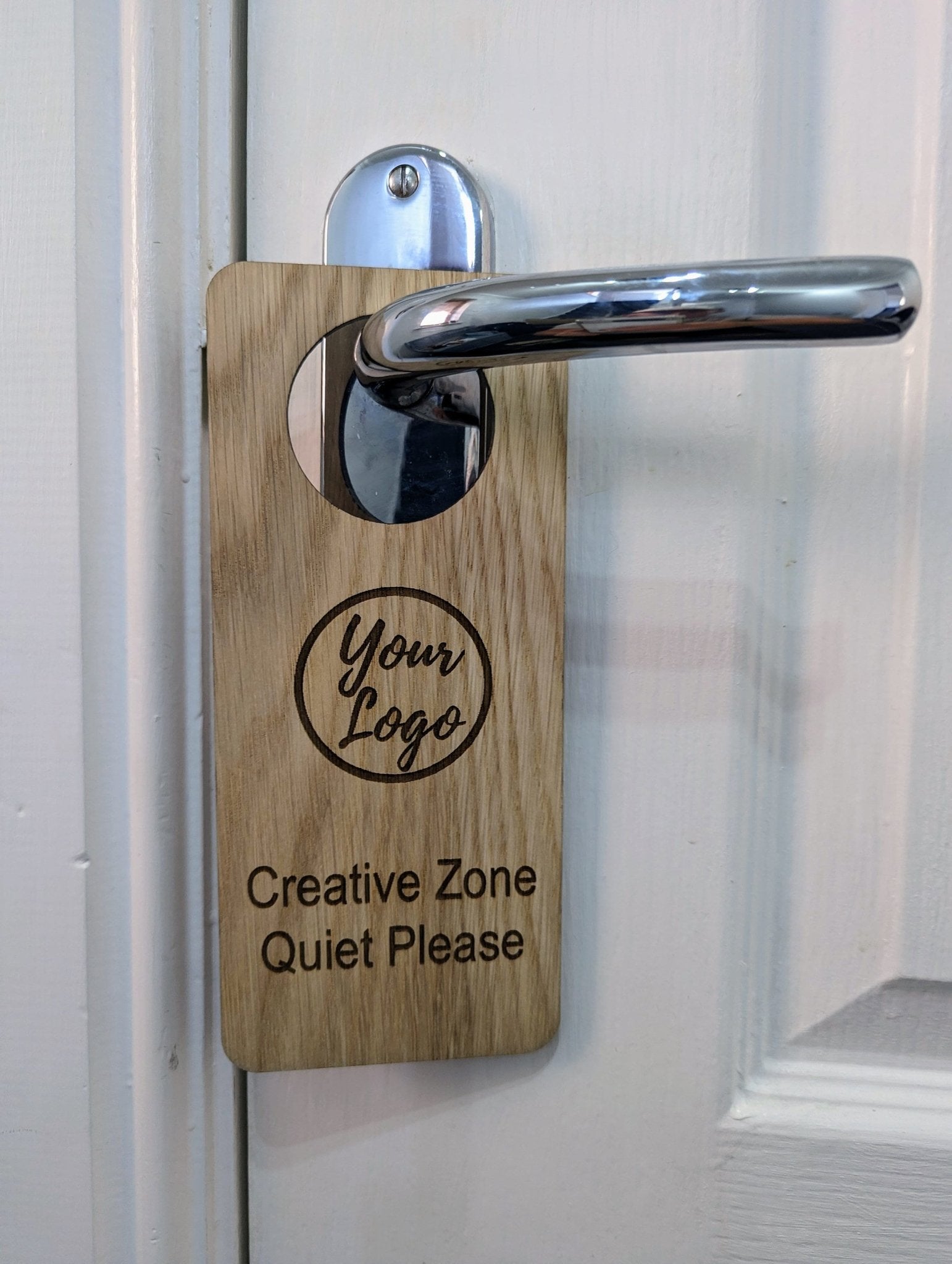 Creative Zone, Quiet Please - Wooden Door Hanger, Personalised Sign, Door Sign for Artists, Writers, Musician - CherryGroveCraft