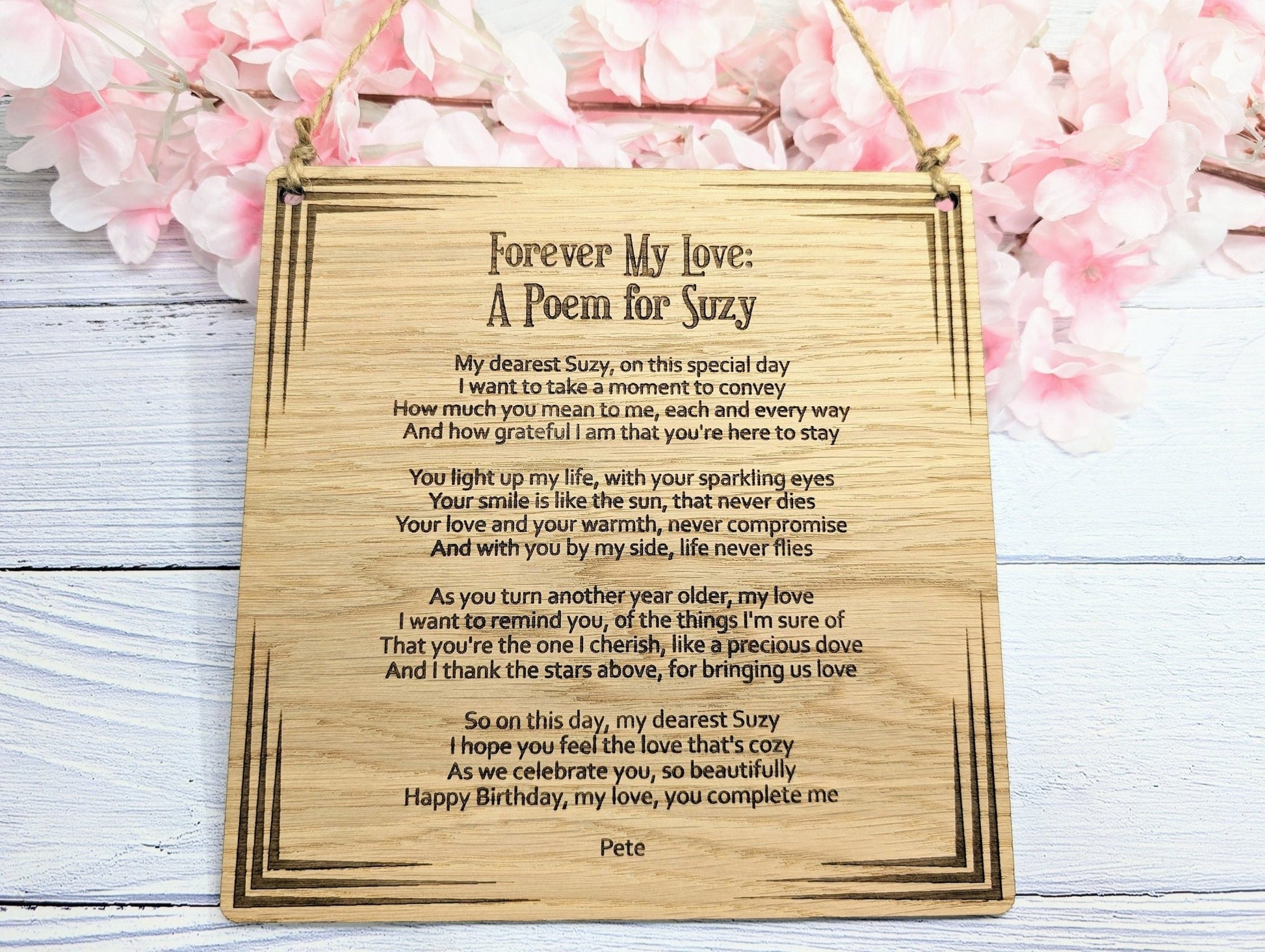 Custom Engraved Poem & Message Sign | Oak Veneer MDF | Personalised Wall Art | Thoughtful Home and Office Decor | Eco-Friendly Design - CherryGroveCraft
