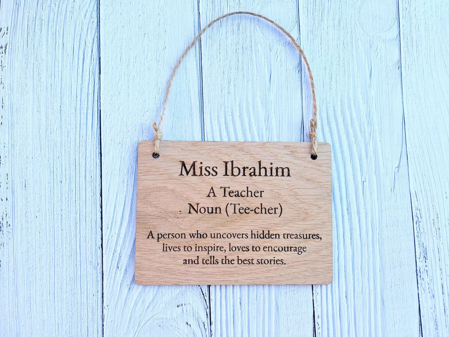 Custom Engraved Teacher Appreciation Sign - Personalised Oak Veneer Door/Hanging Sign - Thoughtful Gift for Educators & Mentors - CherryGroveCraft