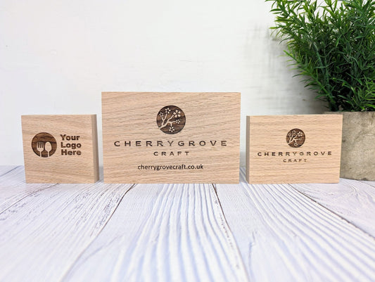 Custom Logo Oak Blocks - Freestanding Sign - CherryGroveCraft