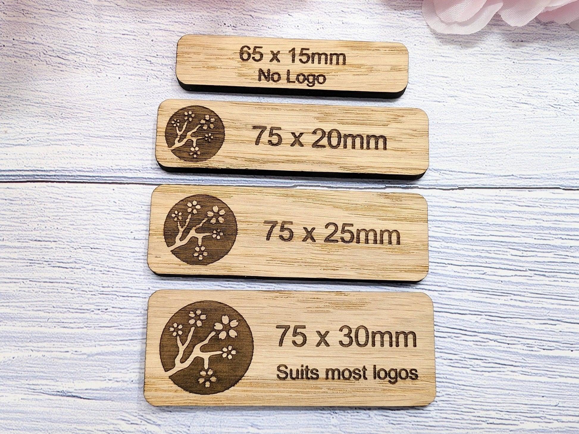 Custom Oak Veneered Name Badges - Business & Retail, Eco-Friendly, Multiple Sizes/Attachments, Personalized for Cafes, Charities - CherryGroveCraft