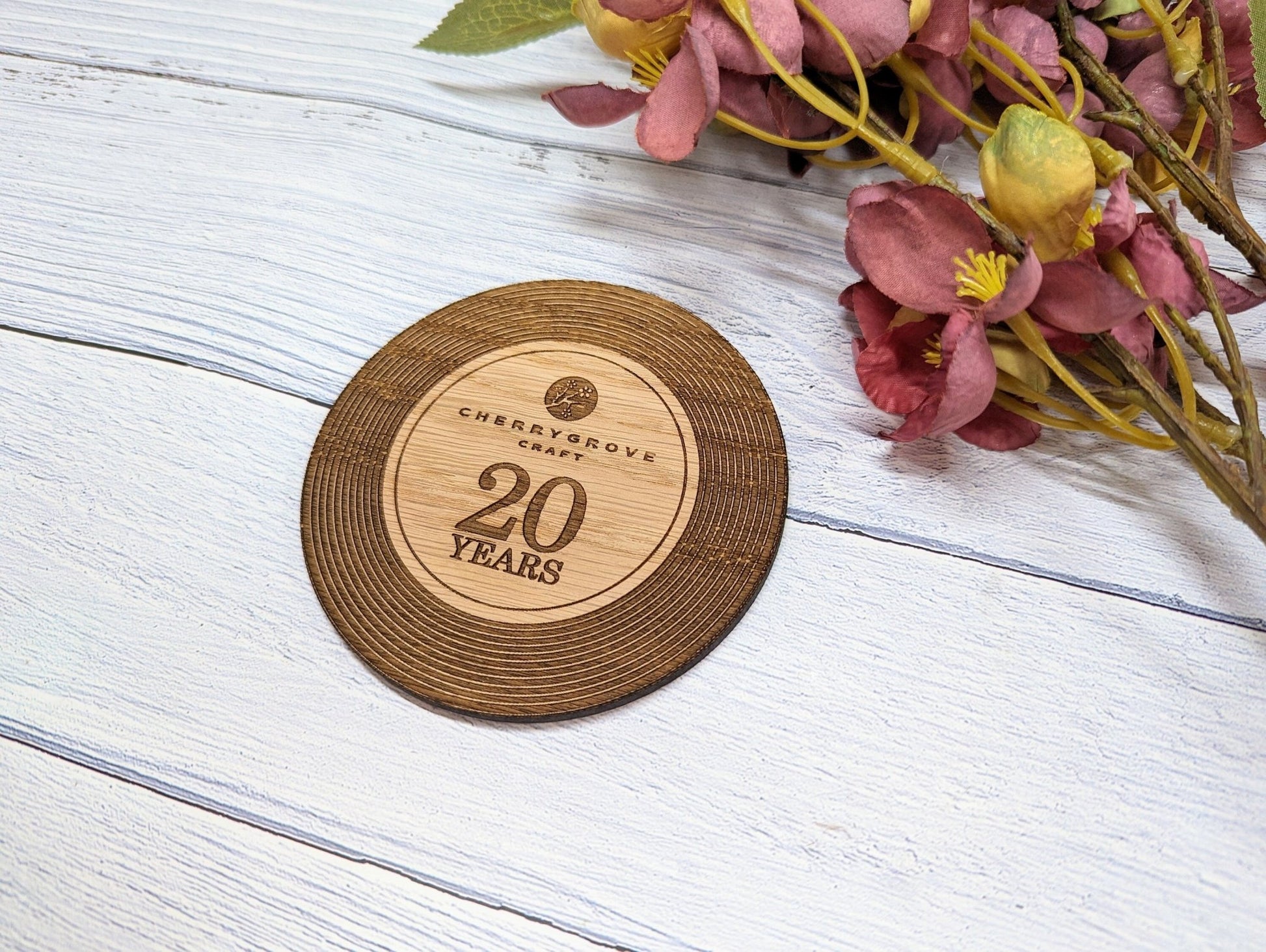 Custom Retro Vinyl Record Coaster for Businesses - Add Your Logo & Celebrate Milestones - Unique Promotional Marketing Item - CherryGroveCraft
