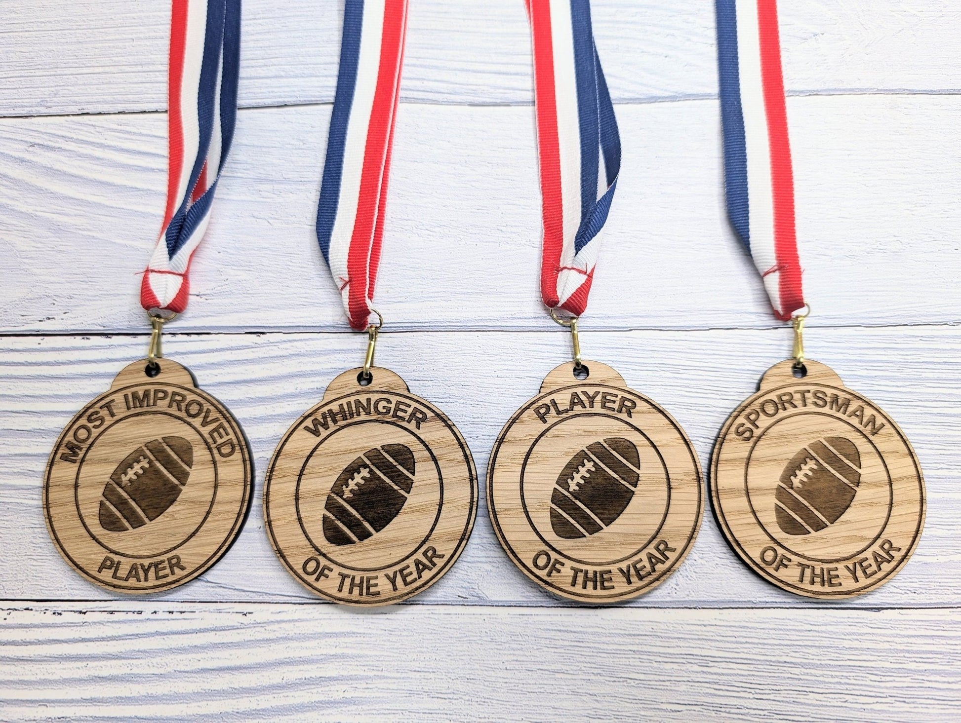 Custom Rugby-Themed Wooden Medals - Personalised Sports Awards for Teams and Clubs - CherryGroveCraft