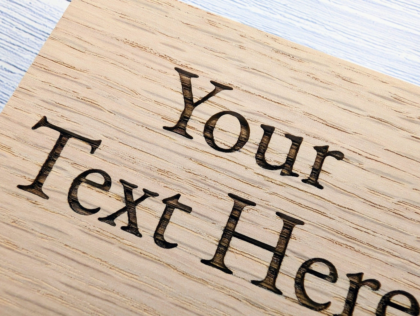 Custom Text Oak Block Freestanding Sign - 3 Sizes - Add Your Text & Optional Logo - CherryGroveCraft
