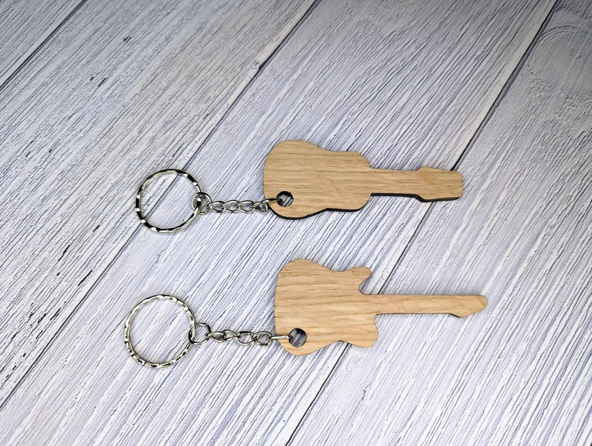 Custom Wooden Guitar Keyrings - Acoustic & Electric - Personalised Music Gift - Bag Charm - Bag Tag - CherryGroveCraft