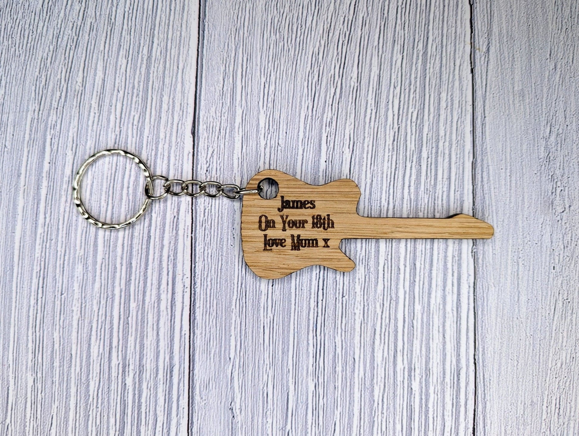Custom Wooden Guitar Keyrings - Acoustic & Electric - Personalised Music Gift - Bag Charm - Bag Tag - CherryGroveCraft