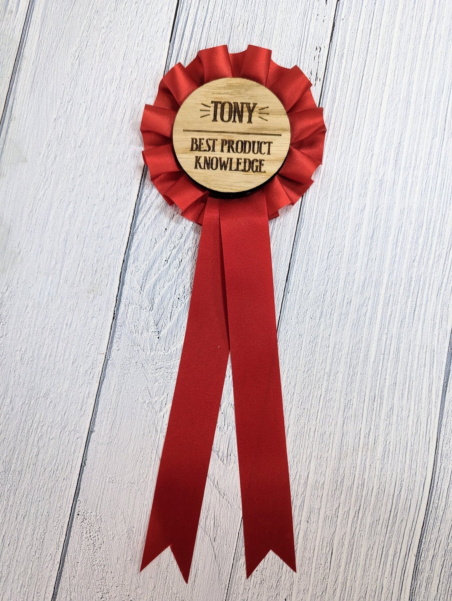 Customer Service Recognition Rosettes: Celebrate Achievements with Eco- Friendly Personalised Wooden Awards - CherryGroveCraft