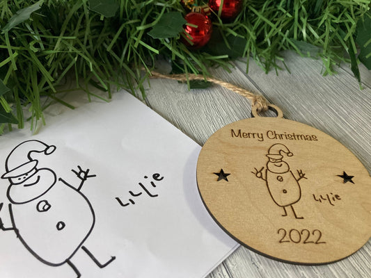 Design Your Own Bauble | Your Drawing Engraved On A Bauble | Christmas Baubles For Kids | Personalised Christmas Decoration - CherryGroveCraft