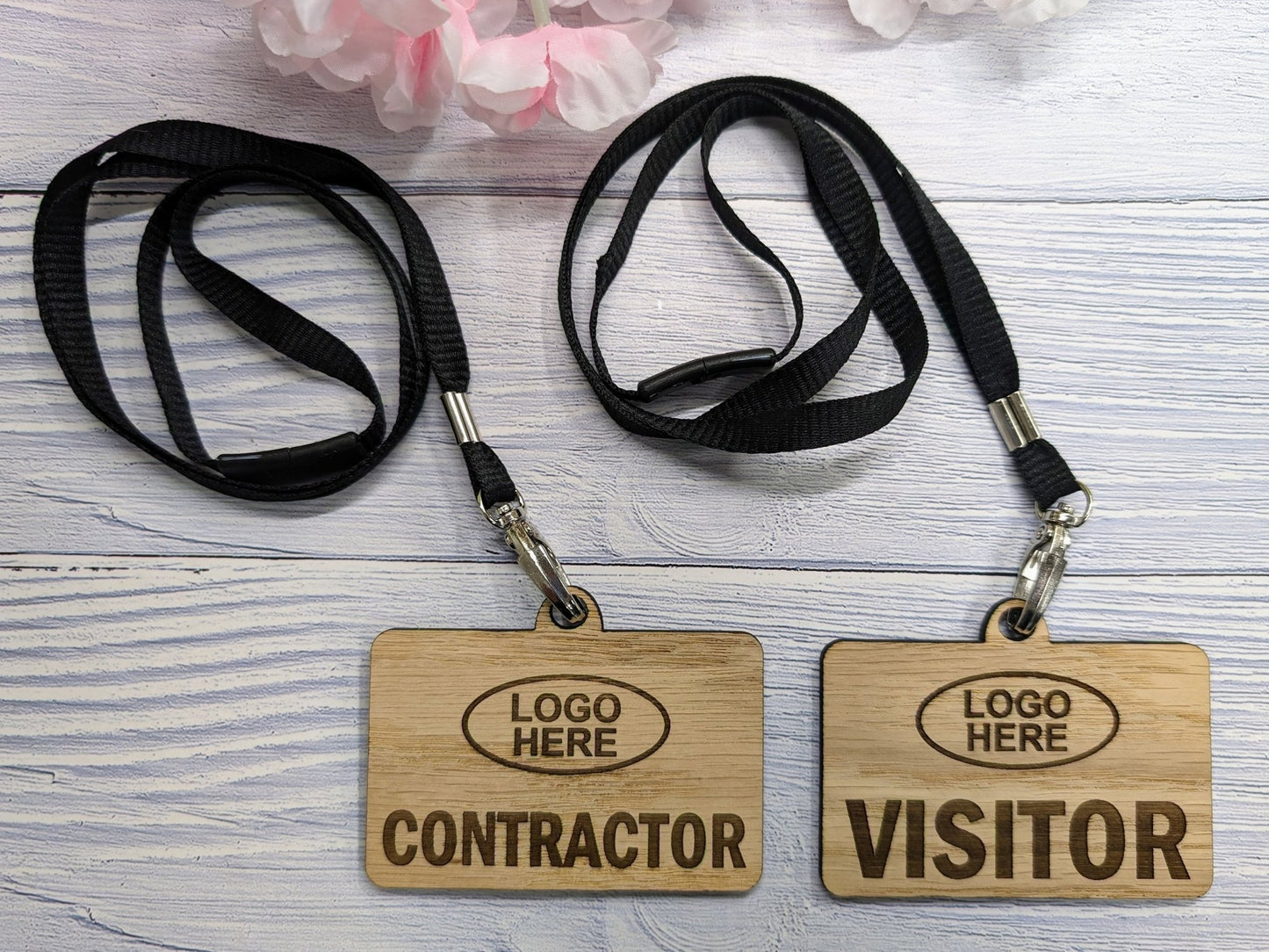 Eco-Friendly Wooden Visitor & Contractor Passes |Reusable Visitor Management with Eco Lanyards - CherryGroveCraft