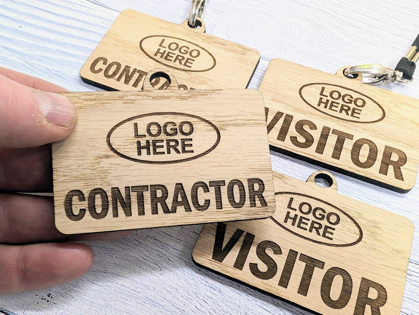 Eco-Friendly Wooden Visitor & Contractor Passes |Reusable Visitor Management with Eco Lanyards - CherryGroveCraft