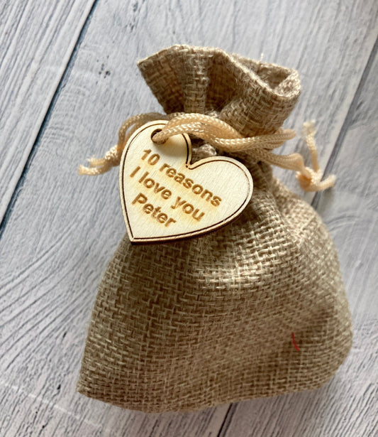 Engraved Wooden Love Tokens, Personalised Love Messages, Romantic Gift - CherryGroveCraft