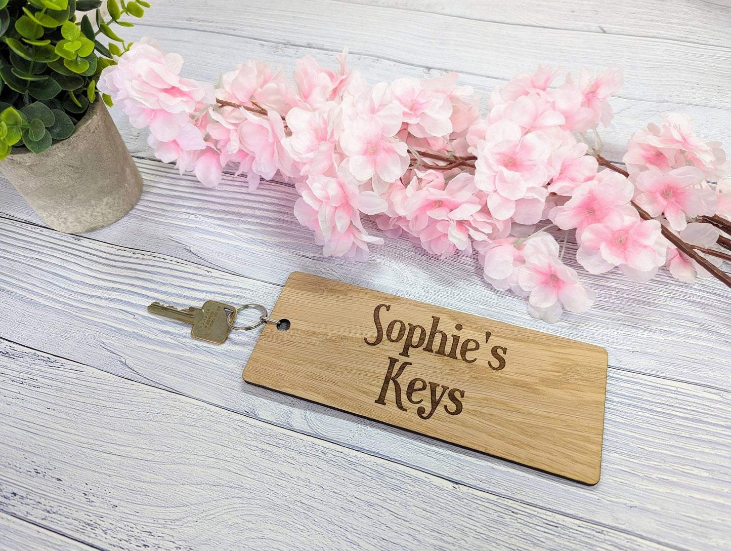 Extra-Large 200x80mm Personalised Wooden Keyring - Ideal for First Car, New Home, or Those Who Misplace Keys - CherryGroveCraft