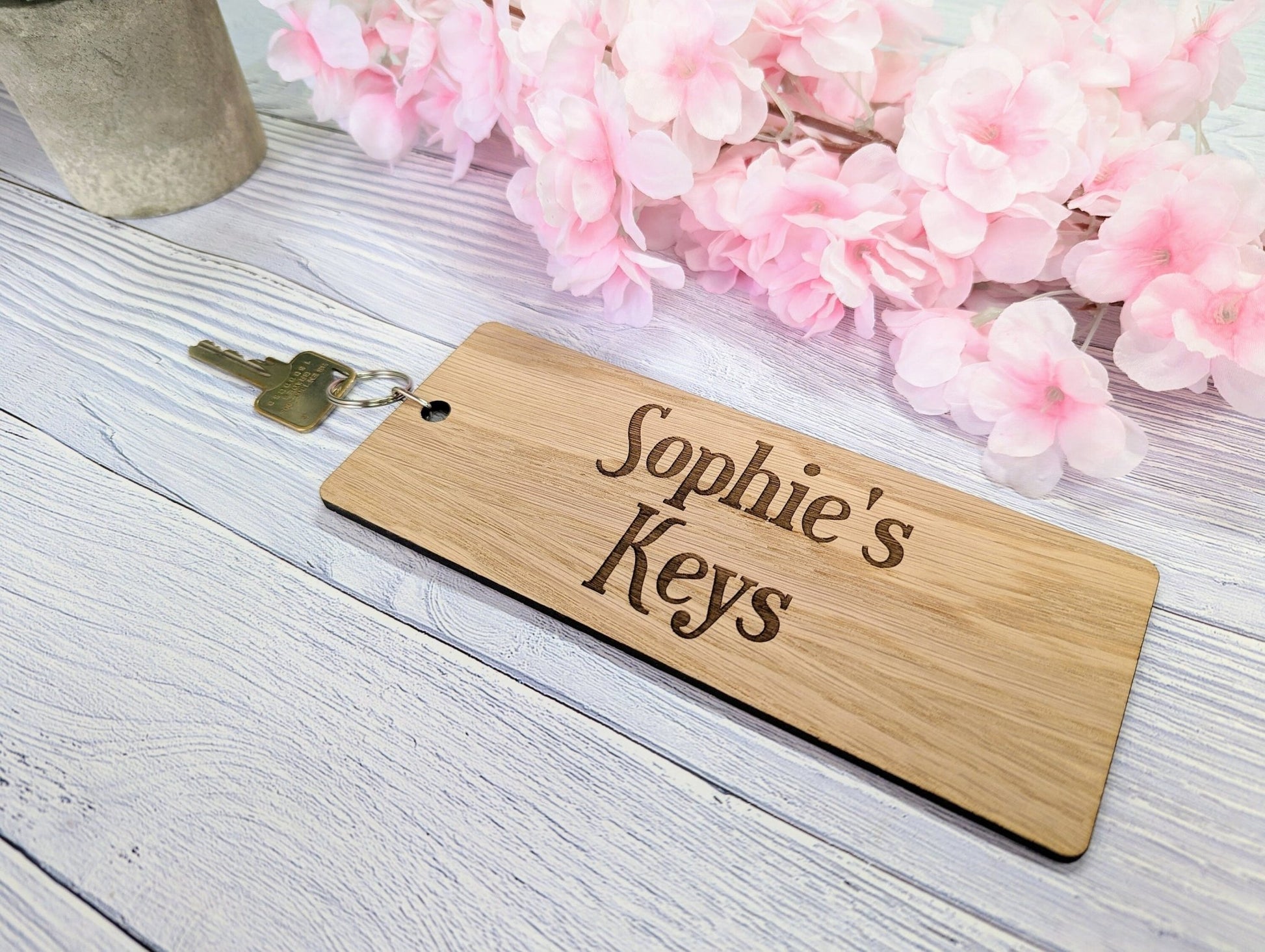 Extra-Large 200x80mm Personalised Wooden Keyring - Ideal for First Car, New Home, or Those Who Misplace Keys - CherryGroveCraft