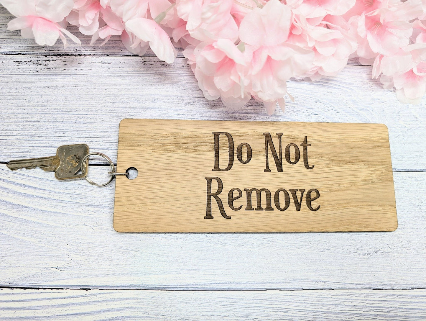 Extra-Large "Do Not Remove" Wooden Keyring - Ideal for Keeping Important Keys Safely - 200x80mm - CherryGroveCraft