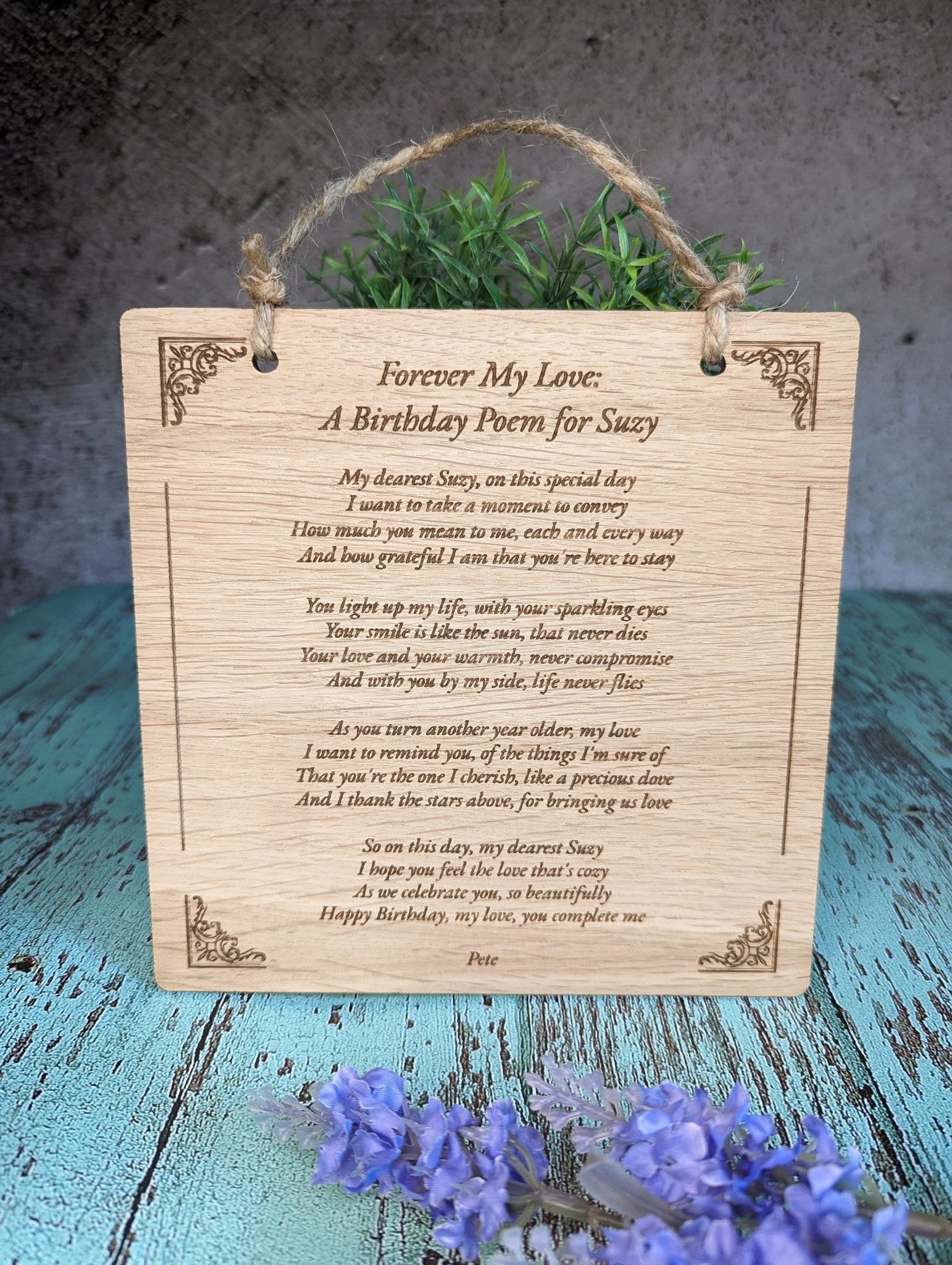Extra Large Professional Poem Writing, Personalised Wooden Poem Sign - Custom Poem Gift for Anniversary, Wedding, Proposal, Fathers Day Gift - CherryGroveCraft