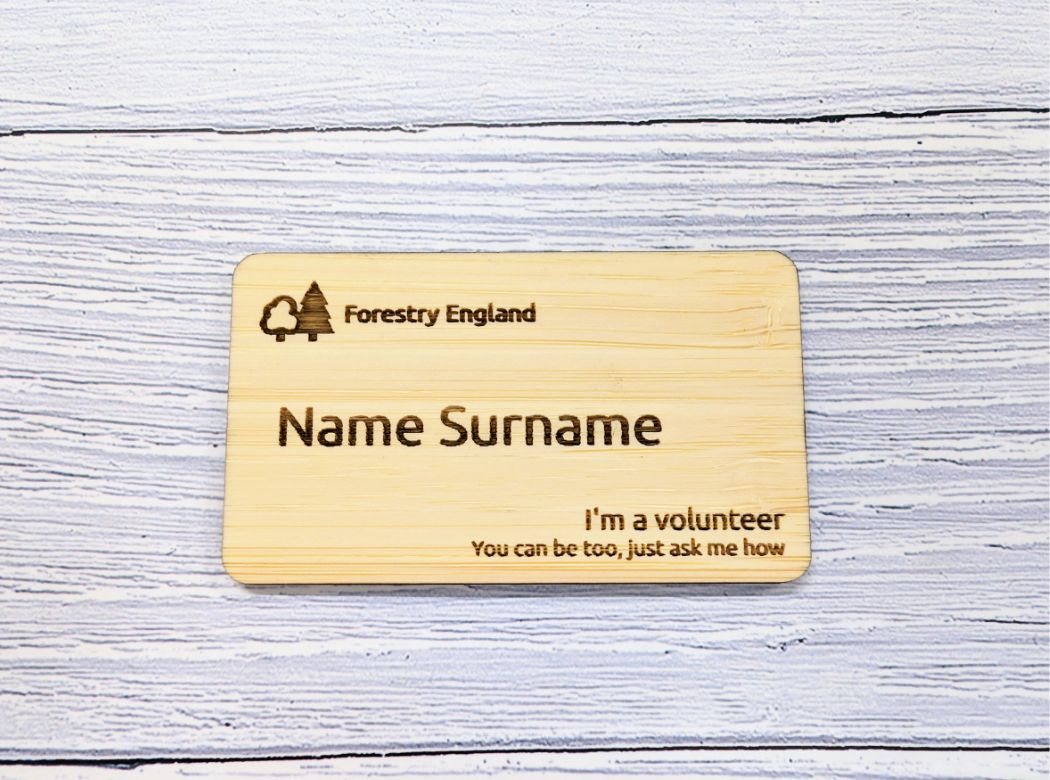 Forestry England Bamboo Name Badges - CherryGroveCraft