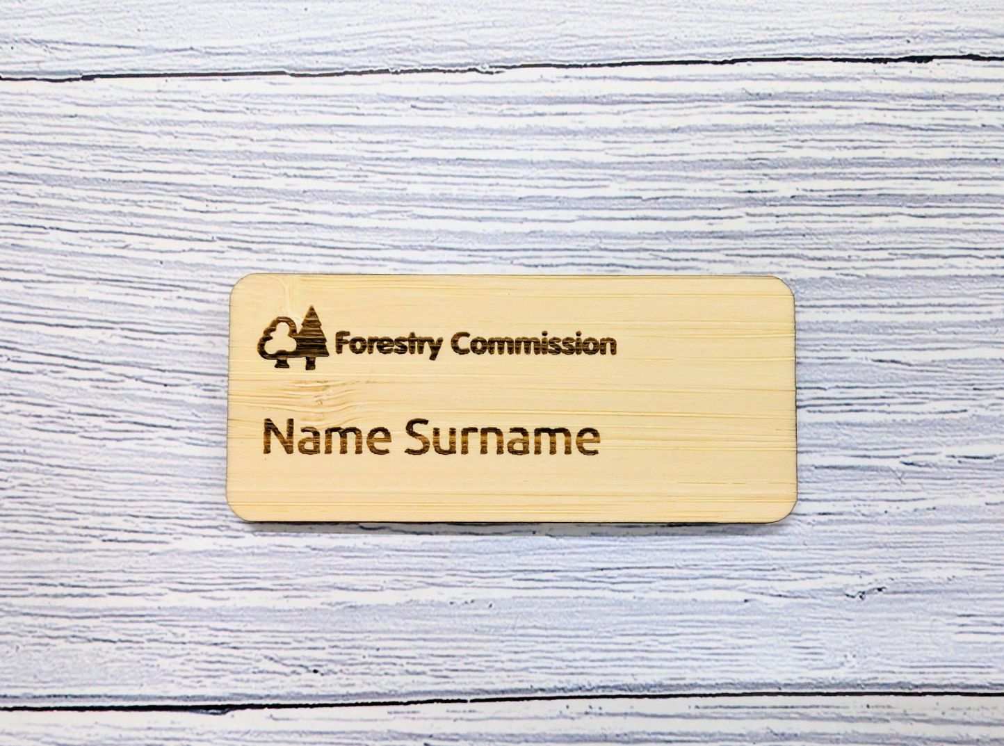 Forestry England Bamboo Name Badges - CherryGroveCraft