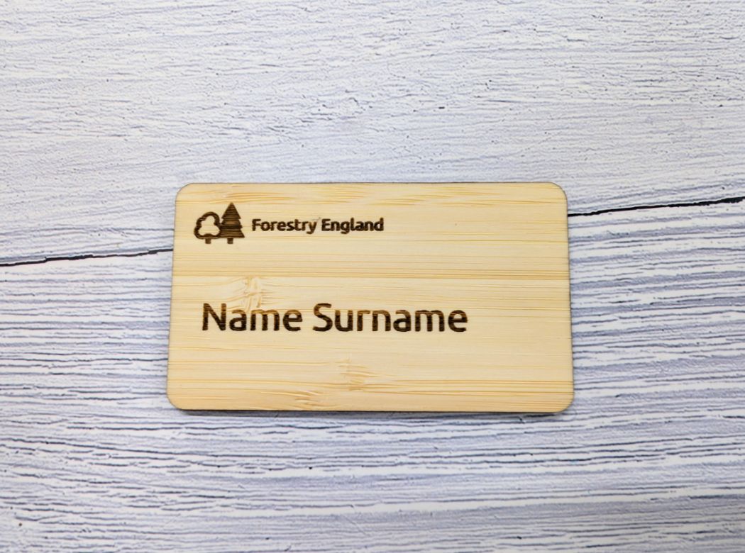 Forestry England Bamboo Name Badges - CherryGroveCraft