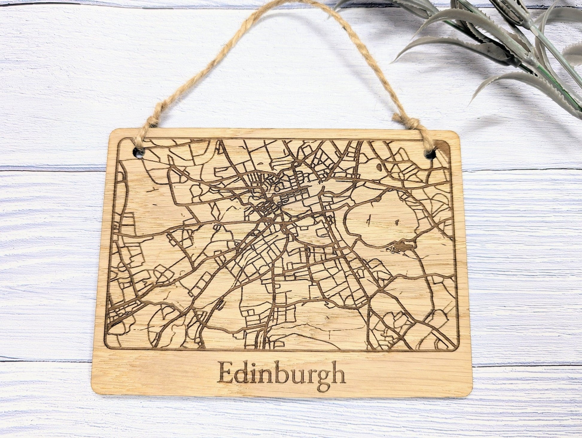 Handcrafted Wooden Map Wall Art of Edinburgh, UK - Available in 4 Sizes - Perfect Home Decor or Unique Gift - CherryGroveCraft