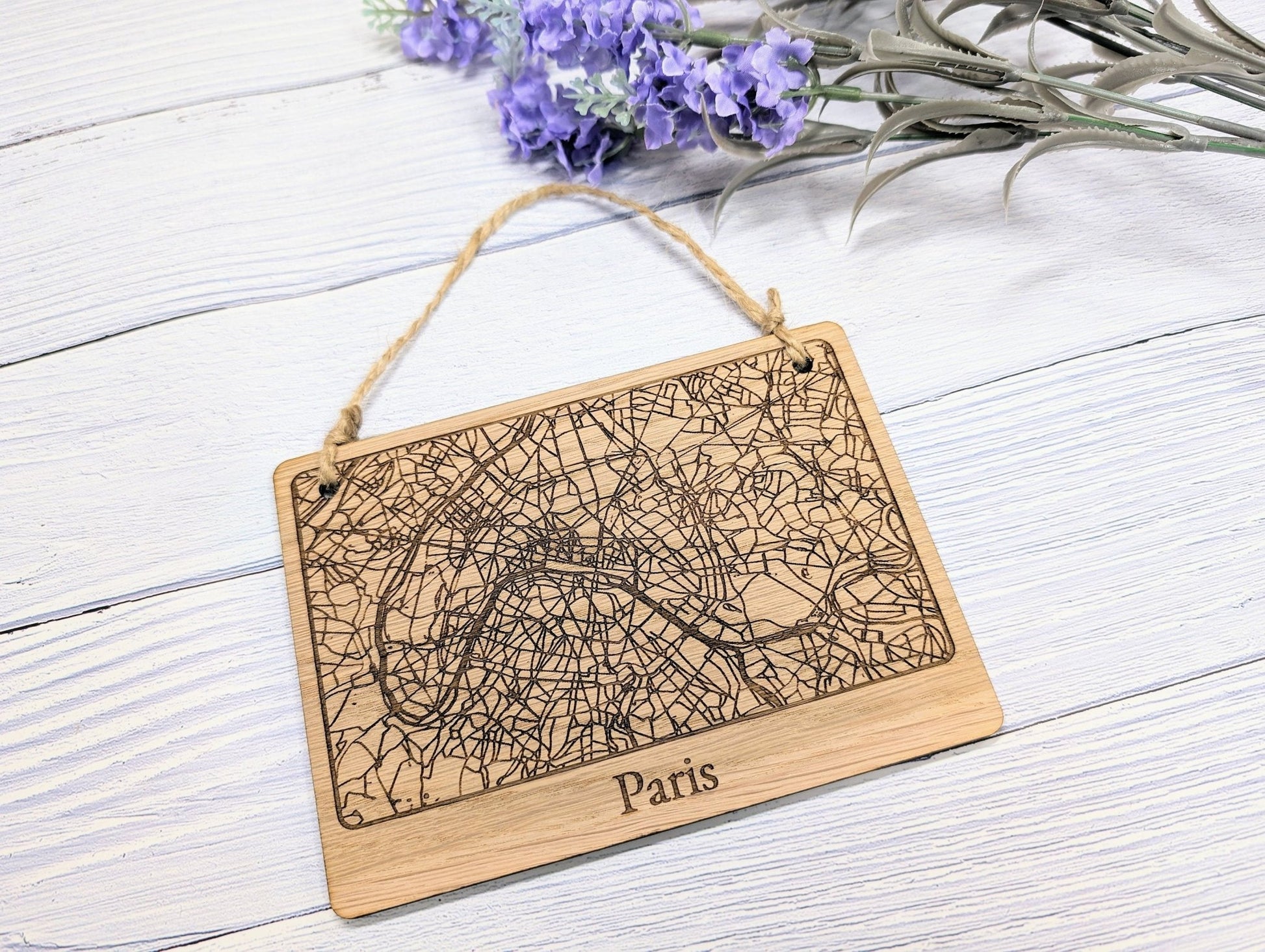 Handcrafted Wooden Map Wall Art of Paris, UK - Available in 4 Sizes - Perfect Home Decor or Unique Gift - CherryGroveCraft