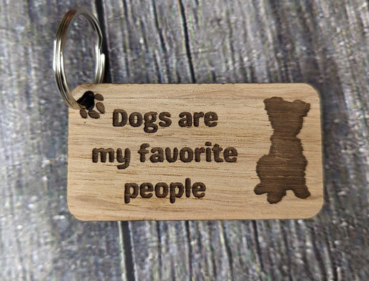 Handmade Oak Veneer Keyring 'Dogs Are My Favourite People', Sustainable Dog Lover Accessory, Ideal Gift for Canine Enthusiasts & Pet Parents - CherryGroveCraft