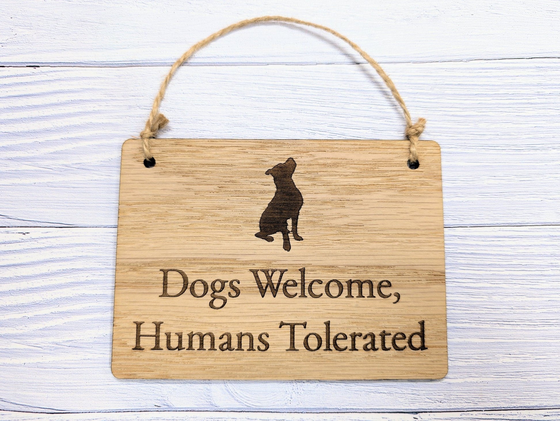 Humorous Dog-Friendly Wooden Sign - "Dogs Welcome, Humans Tolerated" - Perfect for Dog Lovers, Cafes, and Pet Shops | Indoor Sign - CherryGroveCraft