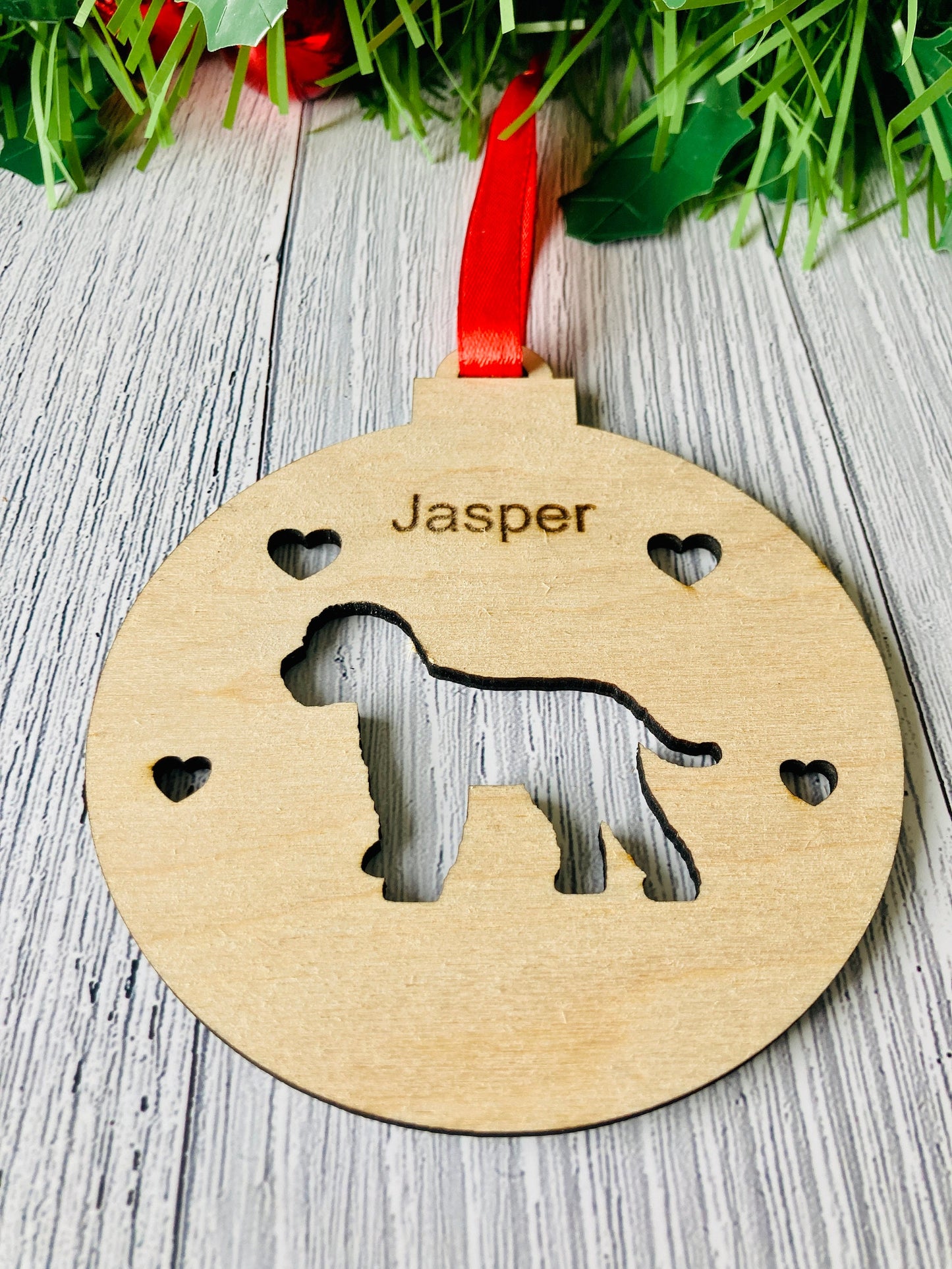 Personalised Dog Bauble | Custom Christmas Decoration | Wooden Pet gift