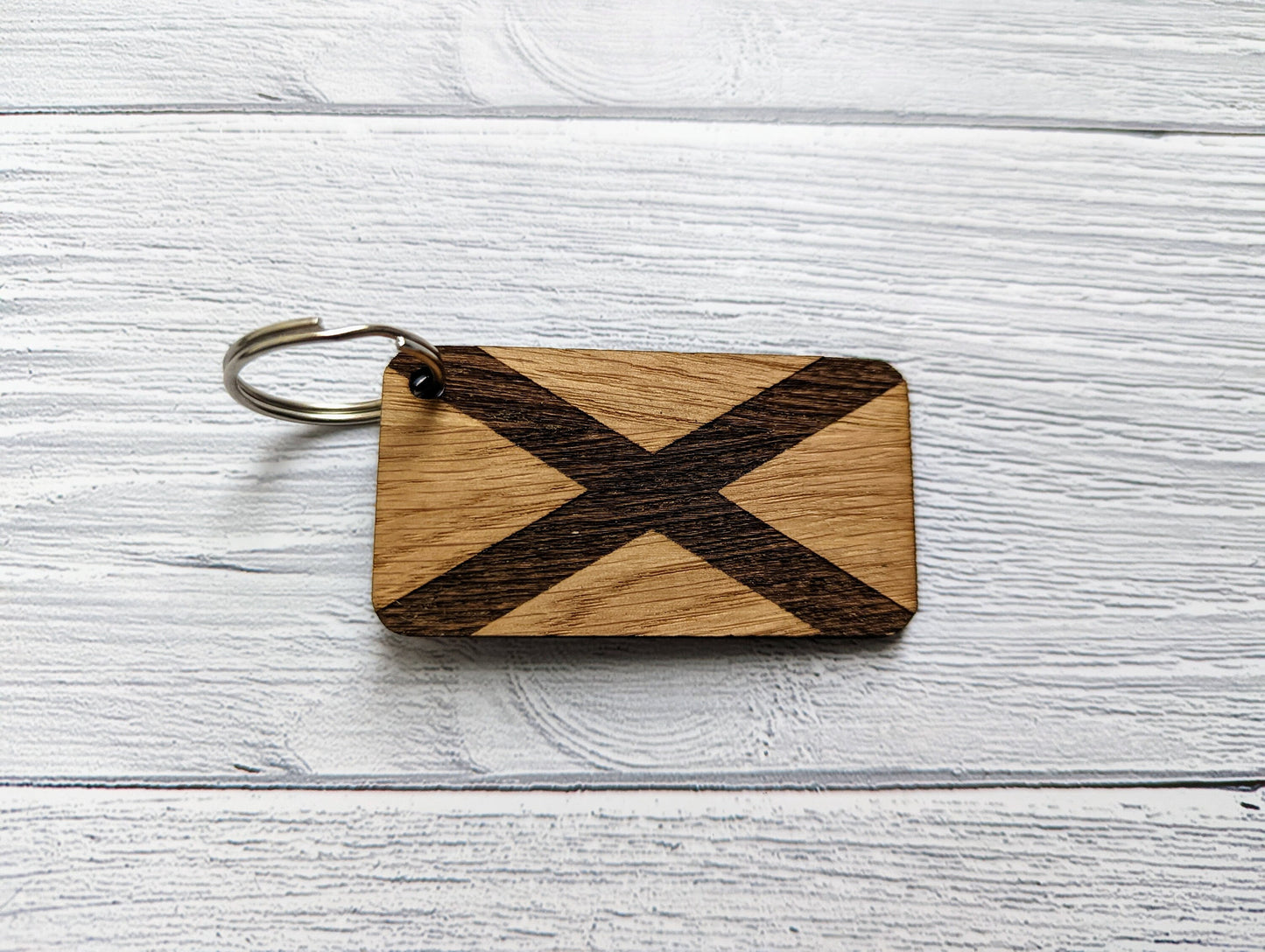 Patriotic Wooden Flag Keyrings, Union Jack, Welsh, Scottish, Irish & English Gifts, Oak